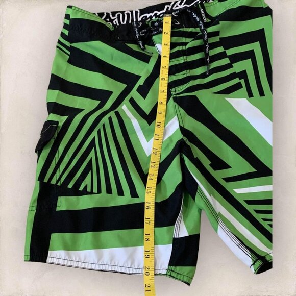 Maui and Sons Boardshorts Men’s Size 32 Green Geometric Hybrid Swim Surf Fitness - Picture 3 of 5